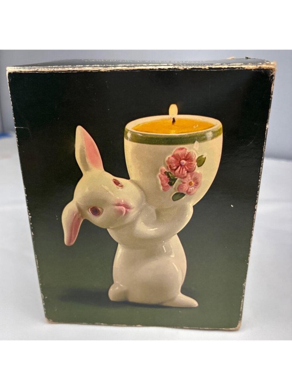 Avon Sunny Bunny Ceramic Candle Holder Floral Medley Candlelette Box 1981 - Picture 9 of 14